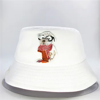 LDSLYJR Karikatür köpek nakış pamuk Kova Şapka Balıkçı Şapka açık seyahat şapka güneşlikli kep Şapka erkekler ve Kadınlar için 266