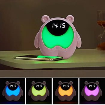 LED Dijital Saat Renkli çalar saat İndüksiyon Gece Lambası Başucu Aydınlatma USB Şarj Uyandırma Lambası Odası Dekorasyon 4