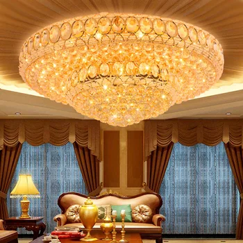 LED Modern Kristal Tavan lambaları Amerikan Yuvarlak altın Kristal tavan ışıkları fikstür Oturma odası yatak odası ev iç mekan aydınlatması 4