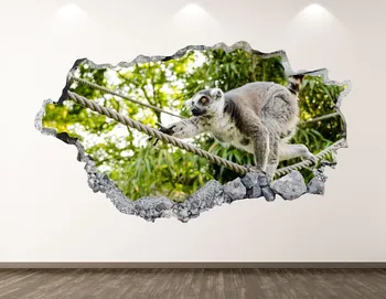 Lemur Duvar Çıkartması-Hayvan 3D Çökerttiğini duvar sanatı yapışkanı Çocuk Odası Dekor Vinil Ev Posteri Özel Hediye KD106 10