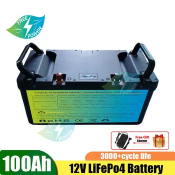 LiFePO4 12V 100AH şarj edilebilir lityum demir bms'li pil paketi röportaj için GÜNEŞ PANELI UPS+ 10A şarj cihazı 18