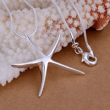 LJ ve OMR Gümüş moda takı gümüş Denizyıldızı kolye kadınlar için, gümüş kaplama kolye hayvan kolye zincirleri 19