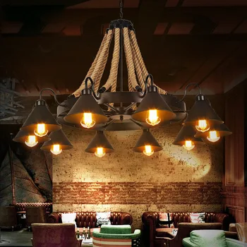 Loft Retro Endüstriyel Kenevir Halat Avize Restoran Giyim Mağazası Berber Dükkanı Online Cafe Kişiselleştirilmiş Yaratıcı Bar Otel Lambası 13