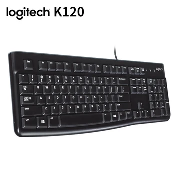 Logitech K120 USB Kablolu Klavye Masaüstü Dizüstü Ofis için 104 tuşları Tam Boy Klavye 4