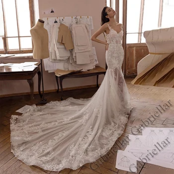 Lüks düğün elbisesi Prenses Düğmeler Zarif Aplikler Sevgiliye Kolsuz Paspas Elbisesi Vestido De Novia 2022 Kadın