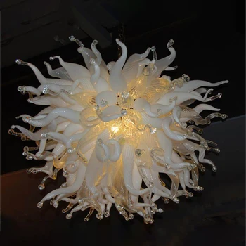 Lüks kristal Avize beyaz şeffaf ışık topları LED el üflemeli cam avizeler oturma odası yemek odası yatak odası için 14