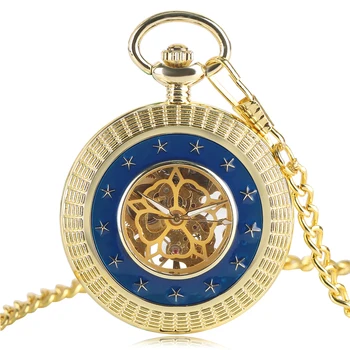 Lüks Mekanik cep saati Romen Rakamı Altın Kadran İçi Boş El Sarma Saat Kolye Erkekler Kadınlar için Hediyeler relógio de bolso 21