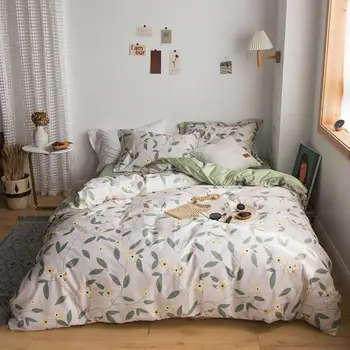 Lüks yatak örtüsü seti Saf Pamuk Çiçek Baskılı Yatak Takımları Tek Kraliçe battal boy nevresim Yastık Kılıfı ile Düz Levha Seti 12