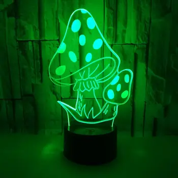 Mantar 3D LED RGB Gece Lambası 7 Renk Değişimi masa ışığı Aksiyon Figürleri Erkek Kız Noel Oyuncaklar 4