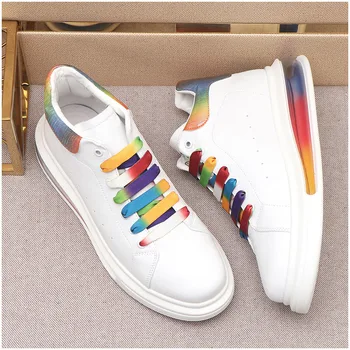 marka tasarımcısı erkek moda punk hip hop elbise hakiki deri ayakkabı hava yastığı sneakers beyaz ayakkabı trendi ayak bileği botas hombre 5