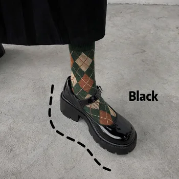 Mary Jane kadın Kalın tabanlı Kolej Tarzı ayakkabılar 2022 Yaz Yeni Tek kelime Toka Retro İngiliz Tarzı Siyah deri ayakkabı 10