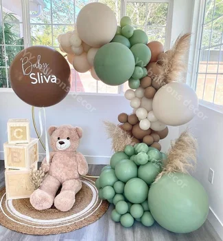 Mat Beyaz Doğal Kum Balonlar Garland 114 adet Tozlu Yeşil Bebek Duş Cinsiyet Reveal Düğün Dekorasyon Doğum Günü Partisi İyilik 22