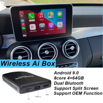 Mercedes Benz C Sınıfı için W205 ve GLC Kablosuz Carplay Aı Kutusu Kablosuz Android Oto Araba Radyo Multimedya GPS Navigasyon Akıllı Kutu 15