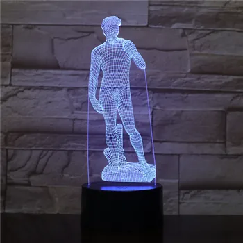 Michelangelo David 3D LED Gece Lambası Heykel Figürü Dokunmatik Sensör RGB Dekoratif Lamba Çocuk Çocuk David Heykel masa lambası 19