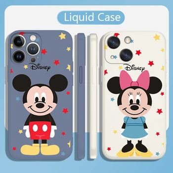 Mickey Minnie Sevimli Bebek Telefon Kılıfı İçin Apple iPhone 14 13 12 Mini 11 Pro XS MAX XR X 8 7 6S SE Artı Sıvı Halat Yumuşak Kapak Funda