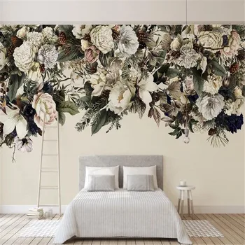Milofi özelleştirilmiş büyük duvar kağıdı duvar modern minimalist İskandinav retro çiçekler Amerikan çiçek yatak odası arka plan duvar