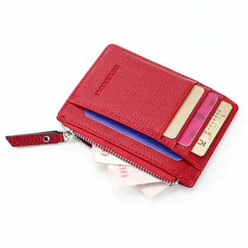 Mini Pu deri kart sahipleri kadınlar fermuar cüzdan çanta çanta küçük erkek cüzdan cep Ultra ince 12