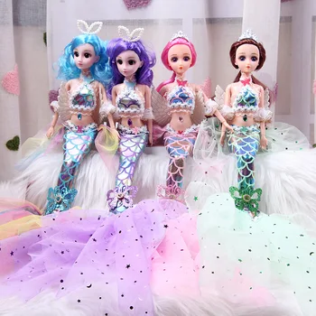 Moda 45cm Denizkızı Prenses Bebek Seti 13 Eklemler Hareketli 3D Gözler 1/4 BJD Bebek Moda Denizkızı Giysileri DIY Oyuncak Kız doğum günü hediyesi 10