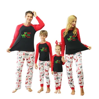 Moda Aile Eşleştirme Giyim Üst + pantolon Noel Pijama Pijama Seti 2021 Noel aile pijamaları Salonu 22