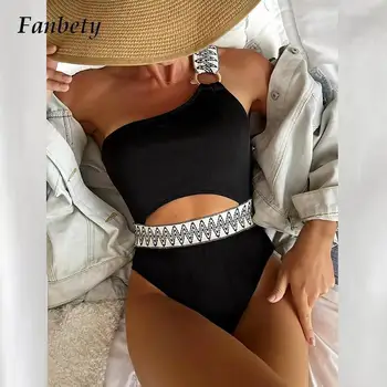 Moda Eğimli Yaka Bir Omuz Kadın Mayo Seksi Ekleme Hollow Out Tek Parça Mayo Brezilya Push Up Yüksek Bel Beachwear 16