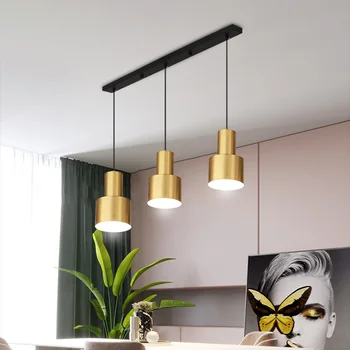 Modern altın 3 kafa yemek odası bar avize yaratıcı minimalist oturma odası koridor aydınlatma armatürleri 4