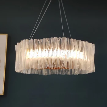 Modern basit akrilik beyaz şerit LED kısılabilir oturma odası ışık kolye lamba yatak odası yemek odası paslanmaz çelik altın fikstür 12