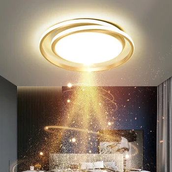 Modern basit oturma odası lamba yatak odası ışık altın siyah modern led tavan modern dairesel ev lamba halka dekorasyon