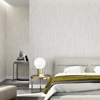 Modern Beyaz Japon Keten Duvar Kağıtları Kalınlaşmak Katı Renk Su Geçirmez Duvar Kağıdı Yatak Odası Oturma Odası Dükkanı Dekorasyon 10