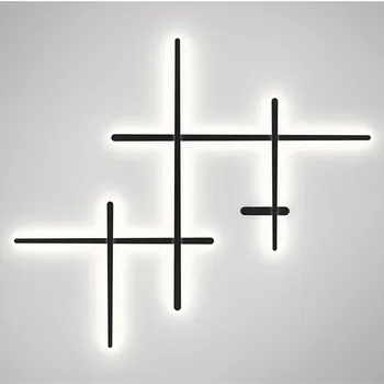Modern iskandinav minimalist tasarım siyah lineer uzun şerit led demir merdiven koridor koridor duvar lamba ışığı 7