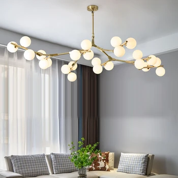 Modern LED Avize fisyon Dalları Tarzı Cam Topları Tavan Lambası Oturma Odası Yemek Odası yatak odası aydınlatması Fikstür 3