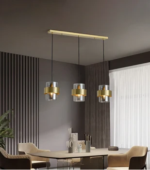 Modern LED kolye ışık Vintage lüks altın cam asılı oda için lamba yatak odası restoran mutfak ev dekorasyon armatür 18