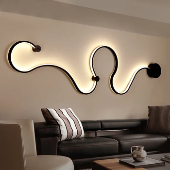 Modern minimalist yaratıcı duvar lambası siyah / beyaz demir boya led kapalı oturma odası Yatak Odası AC96-265V dekorasyon DIY LED aydınlatma 6