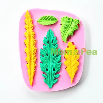 Mom & Bezelye 0710 Ücretsiz Kargo Uzun Yaprak Şekilli silikon pres Kalıp Kek Dekorasyon Fondan Kek 3D Kalıp Gıda Sınıfı