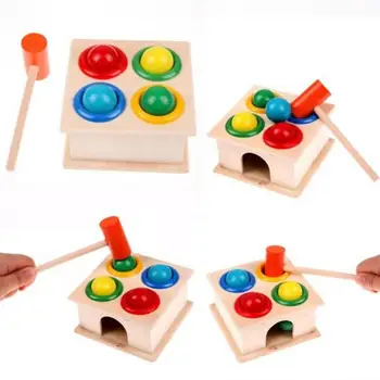 Montessori Ahşap Çekiç Top Oyunu Topları Oyuncaklar Çocuklar İçin Erken Öğrenme Çekiç Oyunu Çocuklar Eğitici Bebek Vurma Oyuncak 7