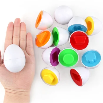 Montessori Öğrenme Eğitim Matematik Oyuncaklar Akıllı Yumurta 3D Bulmaca Oyunu Çocuklar İçin Popüler Oyuncaklar Yapboz Karışık Şekil Araçları 6 Adet 12