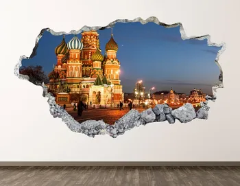Moskova Duvar Çıkartması-Şehir 3D Çökerttiğini duvar sanatı yapışkanı Çocuk Dekor Vinil Ev Posteri Özel Hediye KD895 5