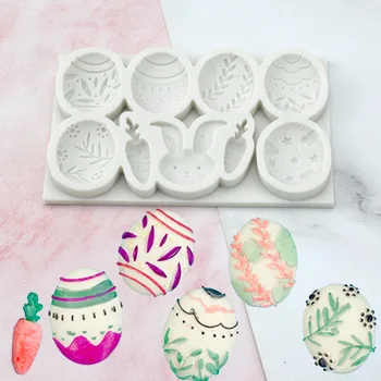 Mutlu Paskalya Yumurtası Seti Kek Dekorasyon silikon kalıp Karikatür Tavşan Çikolata Fondan Pişirme Kalıp DIY El Yapımı Sabun Kek Araçları