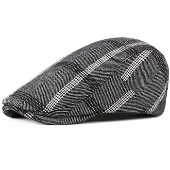 MZ2017 Bahar Sonbahar Şapka Erkekler Kadınlar için Vintage Ekose Ivy Newsboy Düz Kap Erkek Kadın Ayarlanabilir Bere Şapka Retro Gastby Bere Kap 11