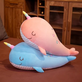 Narwhal balina ikili yıldız peluş oyuncak yumuşak okyanus deniz hayvan peluş bebek dolgu yastık çocuk kız noel doğum günü hediyesi