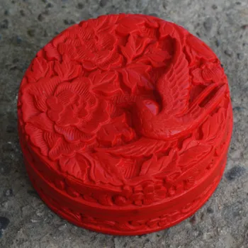 Nefis Çin Geleneksel Teknoloji Kırmızı Lacquerware Güzel Çiçek ve Kuş Uğurlu Mücevher Kutusu 19