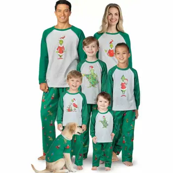 Noel Aile Eşleştirme Noel Pijama Setleri Baba Mon Çocuklar Kız Erkek Pijama Gecelik Gecelik PJs Kıyafetler Set 21