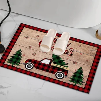 Noel Baskı Paspas Çok Amaçlı Emici Kaymaz Battaniye Ön Kapı Dekorasyon Mutfak Yatak Odası Banyo için 18