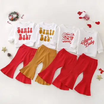 Noel Bebek Noel Baba Parti Kostüm Elbise Çocuk İçin 2 adet Bebek kıyafetler elbiseler yürümeye Başlayan Giysi Set