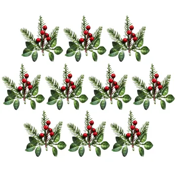 Noel Bitki Berry Yapay Sahte Sahte Çam Seçtikleri Çiçek Kırmızı Çelenkler Düzenleme Noel Partisi Hediye Sarma Dekor 20