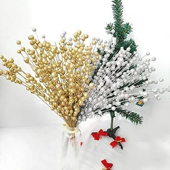 Noel Dekorasyon Fıstık Oturma Odası Altın Tozu Berry Sahte Çiçek Parti Fotoğraf Malzemeleri Çiçek Düzenleme DIY 11