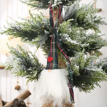 Noel Gnome Kolye Ev Sahne Düzeni Ekose Desen Noel Ağacı Bebek Festivali Dekorasyon Sahne Sevimli Bebek Dekorları 18