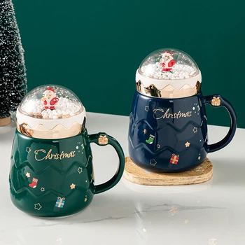 Noel Kahve Çay Kupalar Kupası Dudak Kahve İle Seramik Çay Süt İçki Bardak Kadın Çocuklar için Kaşığı Noel Hediyesi Sevgilisi Dekorasyon 16