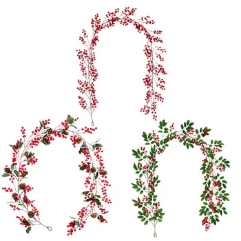 Noel Kırmızı Meyveler Rattan Yapay Süslemeleri DIY Düğün Tatil Parti Vines Odası duvar asılı dekorlar Ev Dekor