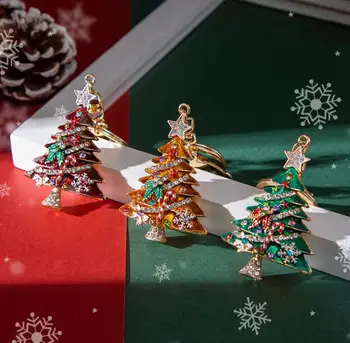 Noel Partisi Favor DIY Elmas Anahtarlık Noel Ağacı Anahtarlık Kolye Çinko Alaşım Charm Asılı Kolye Ev Dekor Hediye SN1884 16