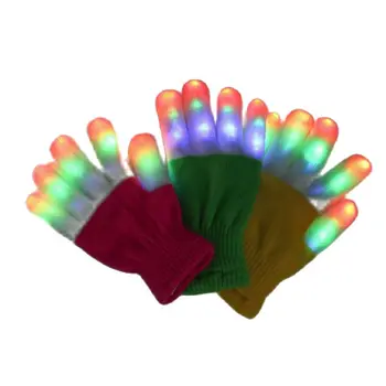 Noel renkli ışık eldiven dans performansı Led eldiven noel Led ışıkları çocuk yanıp sönen beyaz parmak eldiven 13